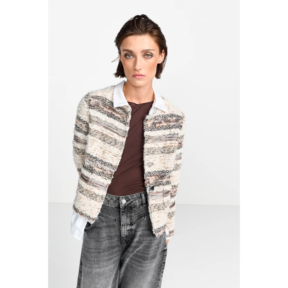 Rich & Royal Stijlvolle Bouclé Jas Multicolor Dames