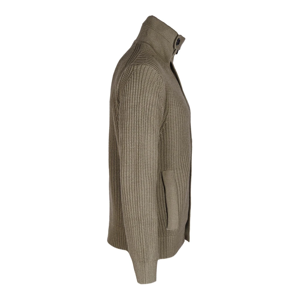 Paolo Pecora Heren Cardigan Sweater met zijzakken Green Heren