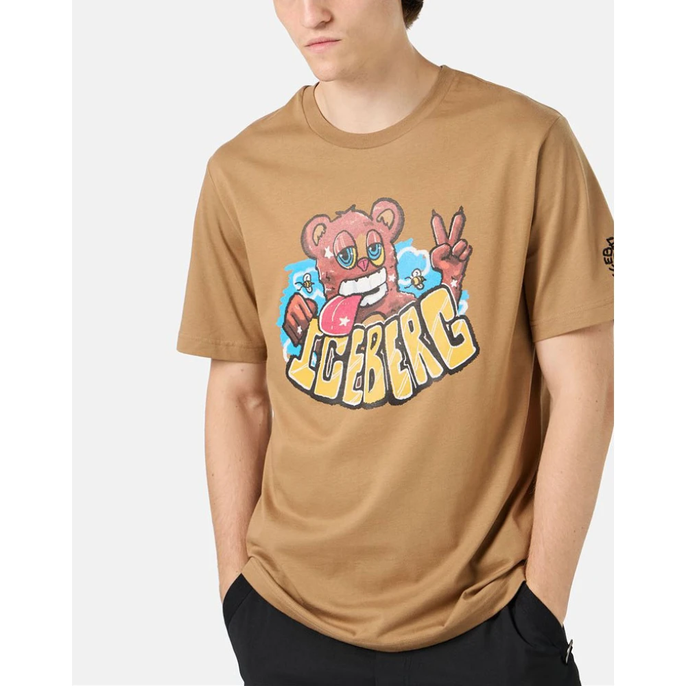 Iceberg T-shirt met beerprint en VXmee-logo Brown Heren