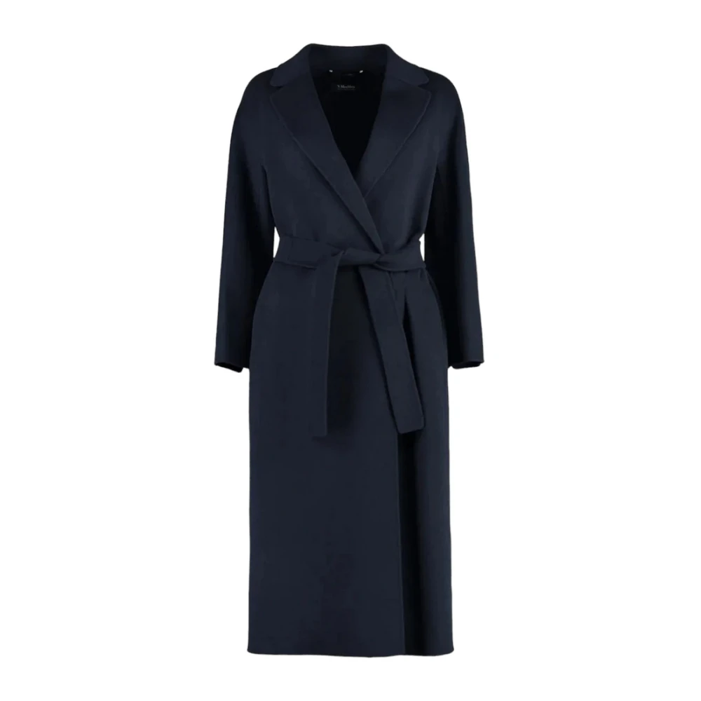 Max Mara Studio Blauwe Wol Handgemaakte Jas Blue Dames