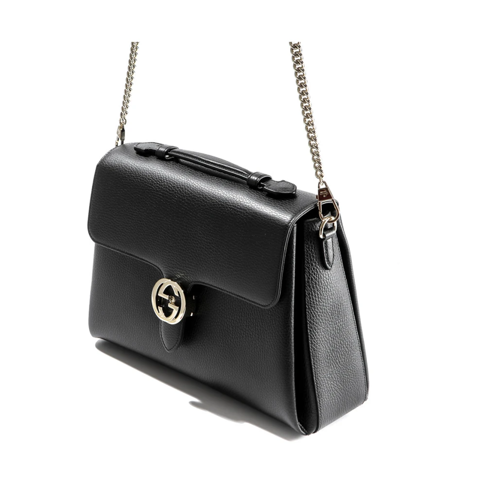 Gucci Zwarte Handtas Logo Leer Dollar Calf Black Dames