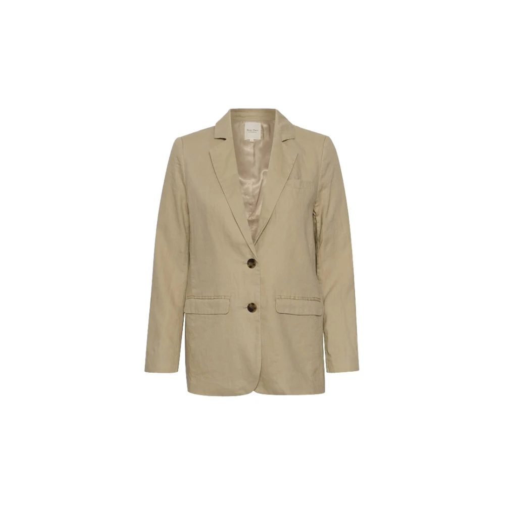 Part Two Delikat Linneblazer med Avslappnad Passform Beige, Dam