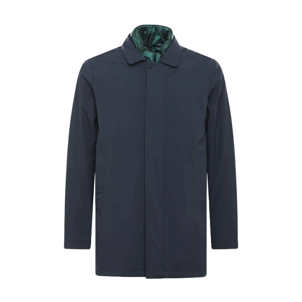 People of Shibuya Trenchcoat van technische stof met overhemdkraag Blue Heren