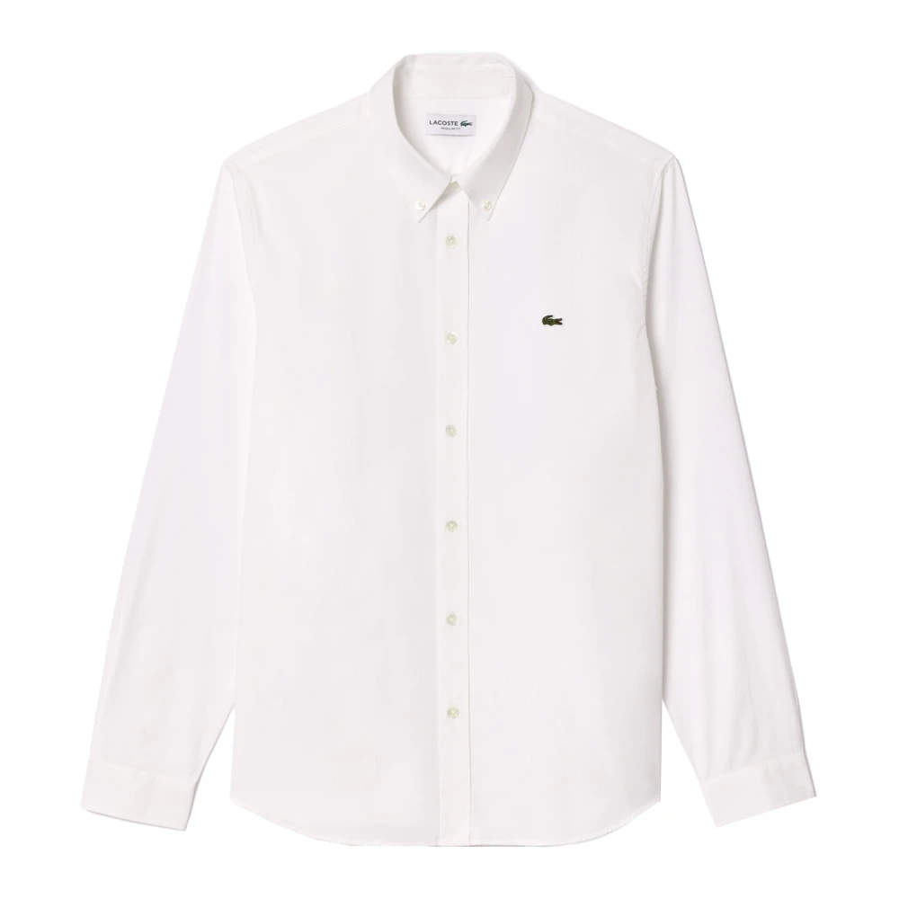 Lacoste Men's White Formal Shirts, Xl, Classic Long-Sleeve Shirt For