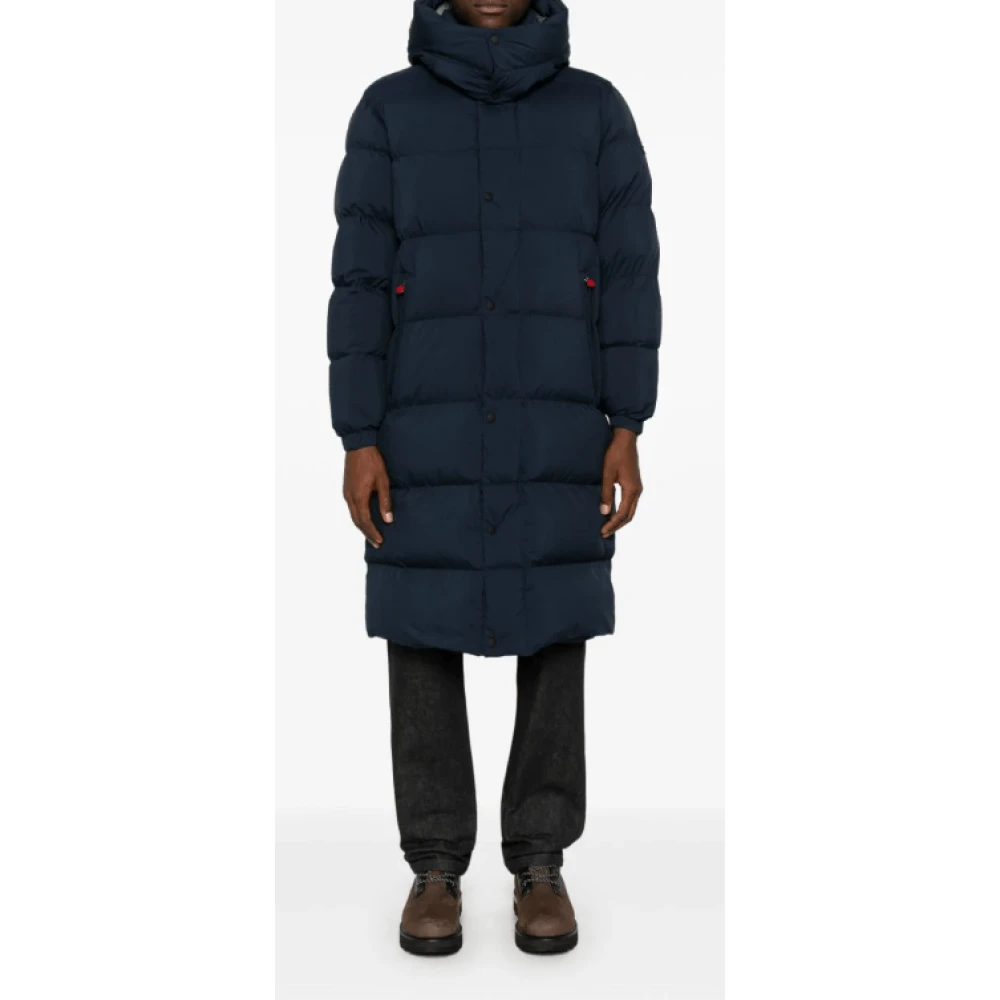 Kiton Navy Blauwe Gewatteerde Jas met Capuchon Blue Heren