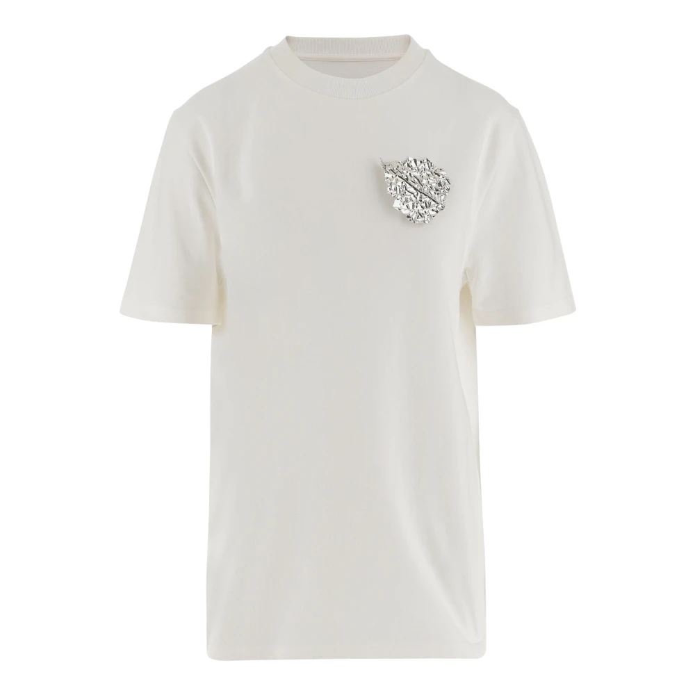 Jil Sander Blad Broche Katoenen T-shirt White Dames