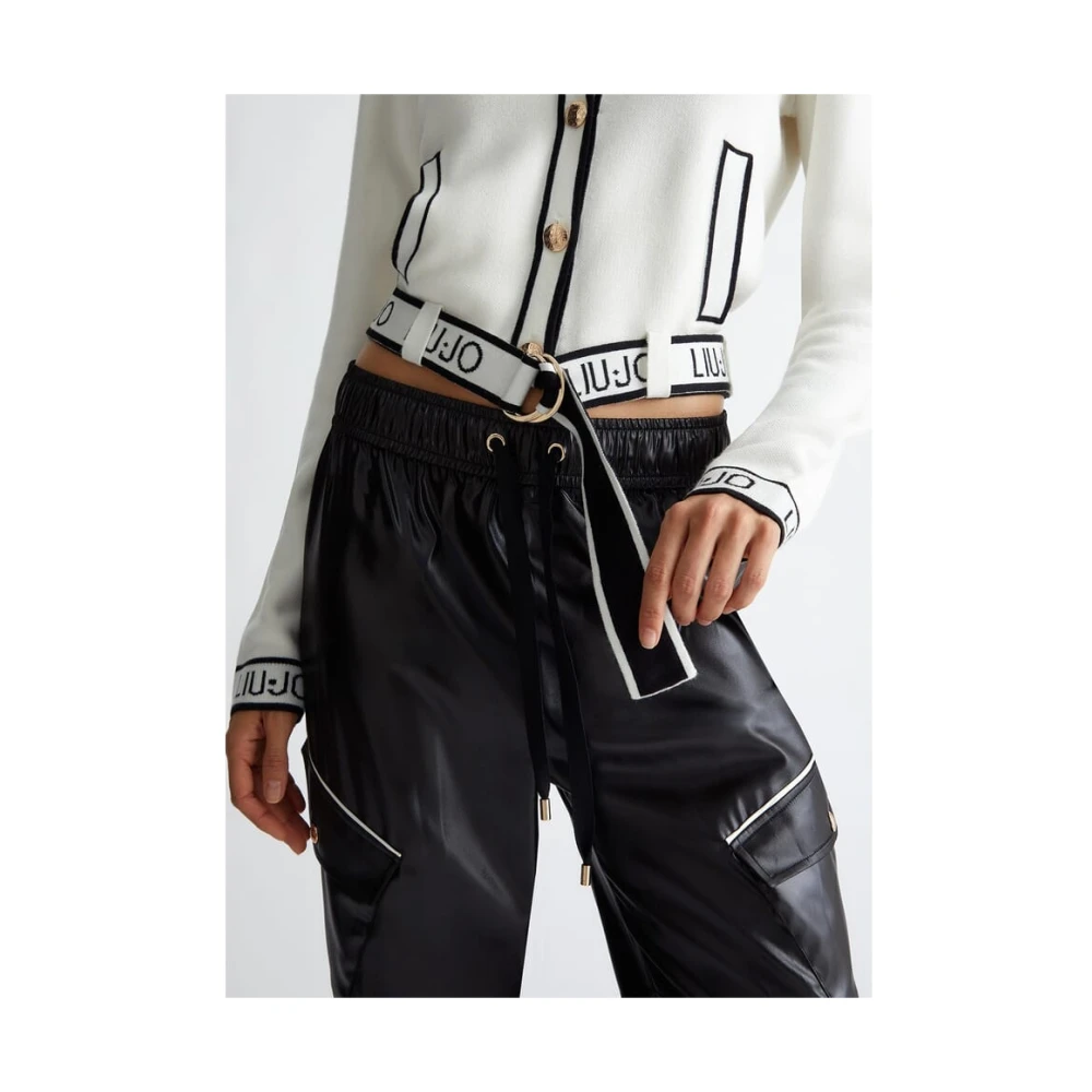 Liu Jo Gebreide cardigan van zijdeblend met jacquardmanchetten White Dames