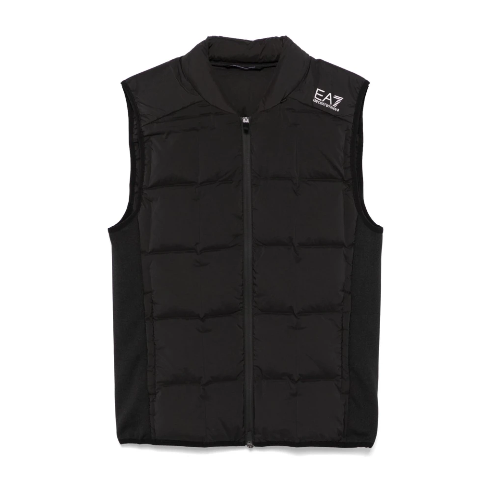 Emporio Armani EA7 Zwarte Gewatteerde Mouwloze Jas Black Heren