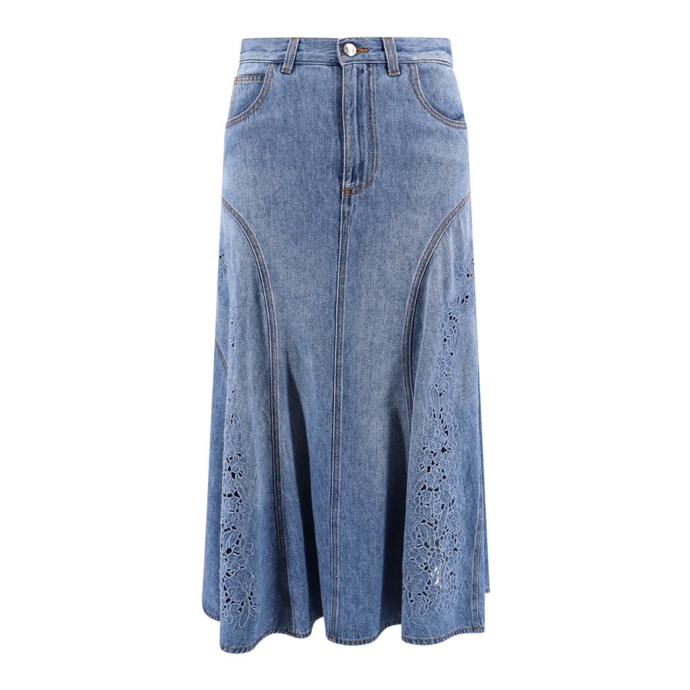 Chloé Blauwe Rok met Rits en Borduursel Blue Dames