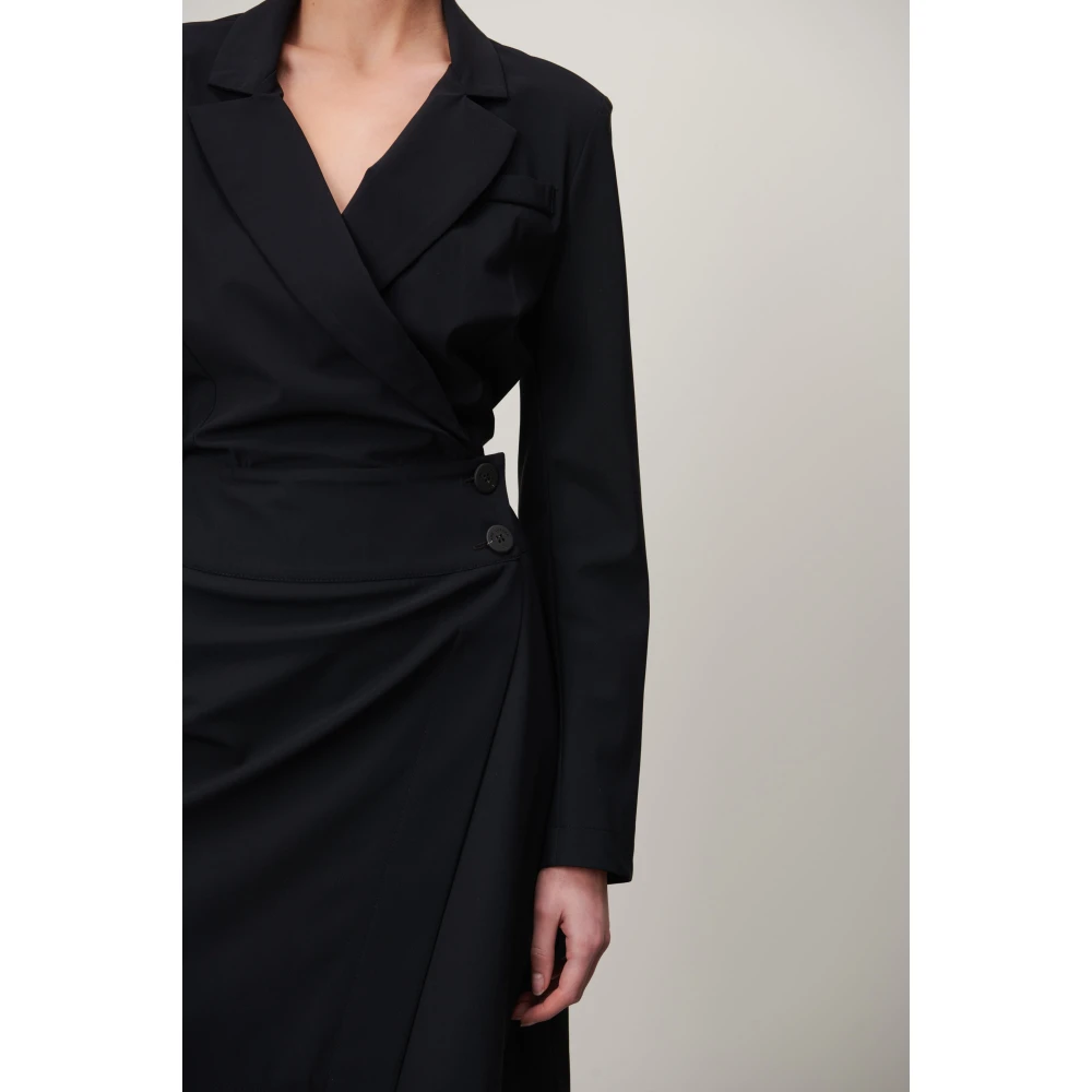 Jane Lushka Stijlvolle Zwarte Blazer Jurk Black Dames