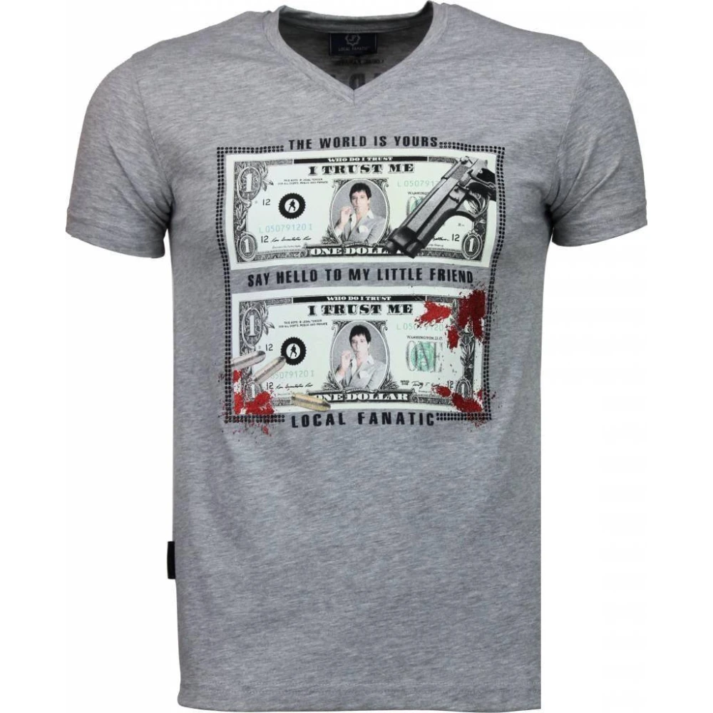 Local Fanatic Scarface Dollar Svarta Stenar - Herr T-shirt - 2313G Gray, Herr
