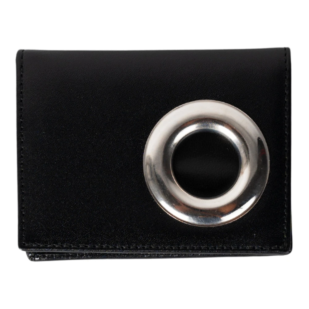 Comme des Garçons Leren Portemonnee met Zilveren Oogje Black Unisex
