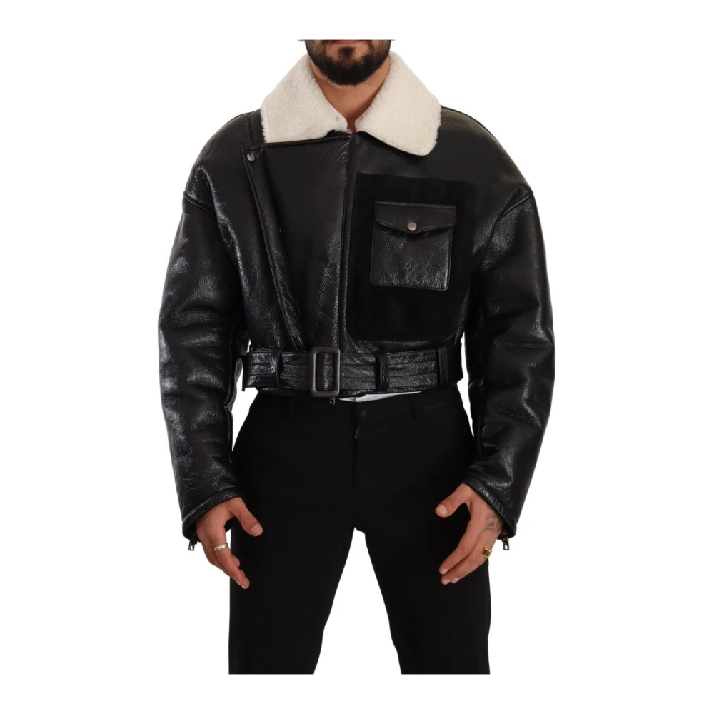 Dolce & Gabbana Men's Black Biker Short Jacket - Leather Jackets - M - Jackets