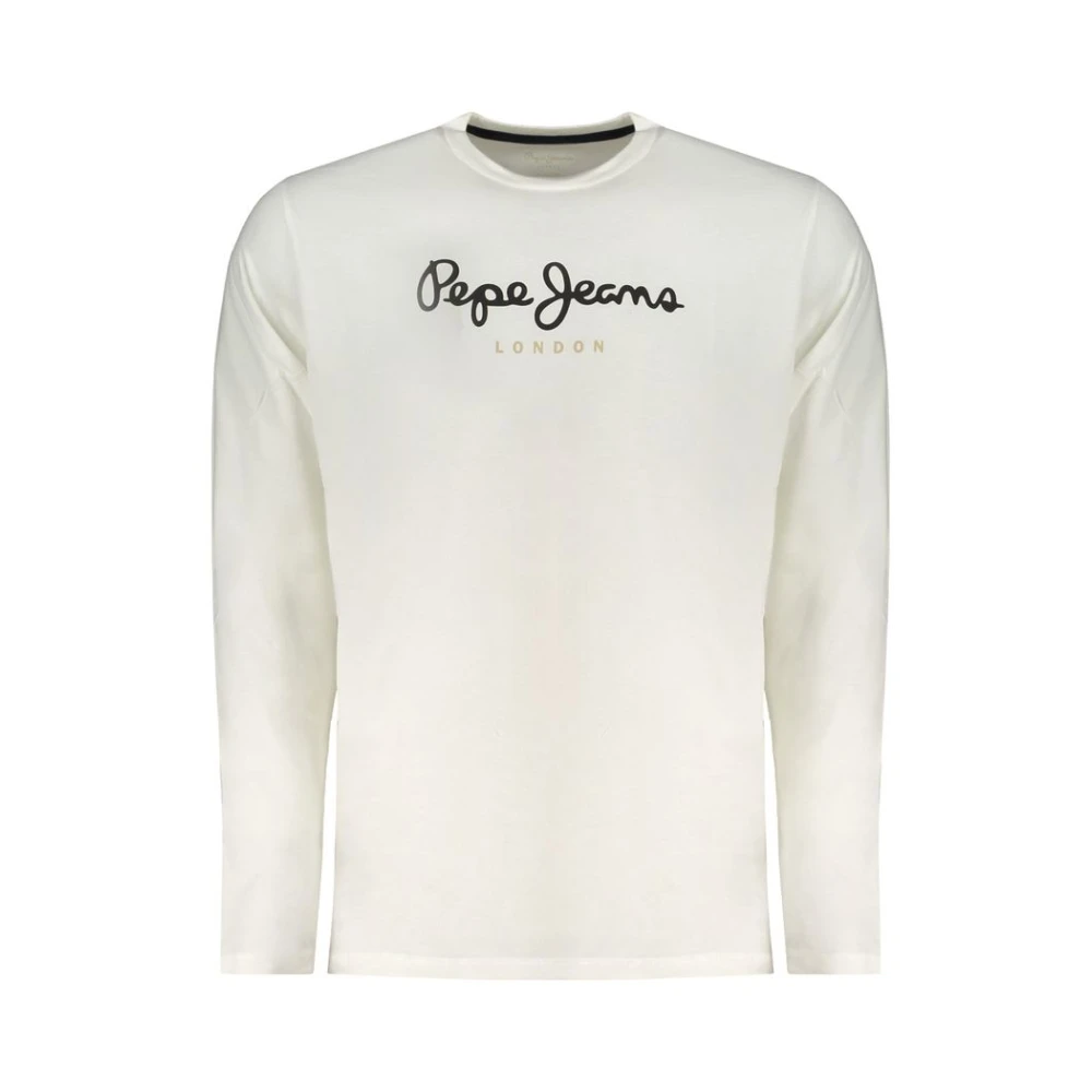 Pepe Jeans Lange mouw katoenen T-shirt met print White Heren