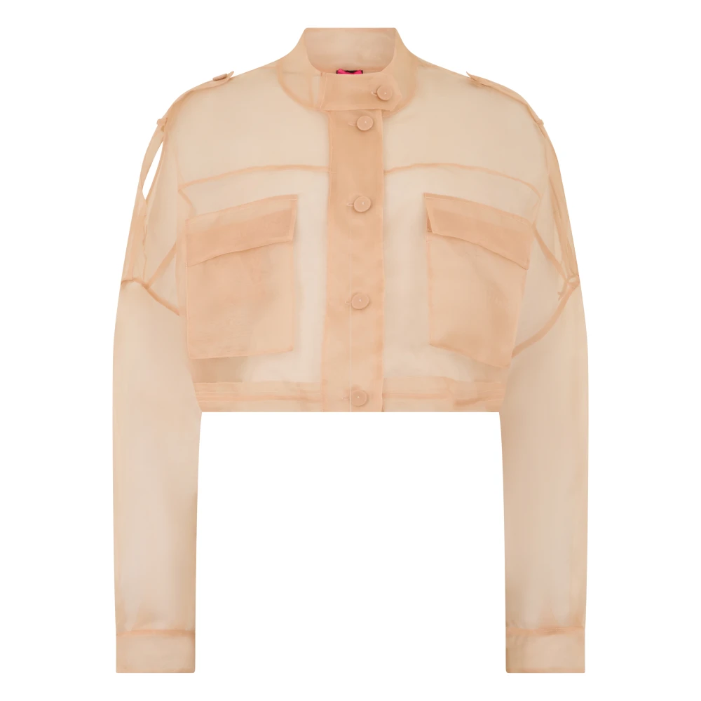 Pinko Women's Beige Cropped Jacket - Shirts - M - Blouses & Shirts