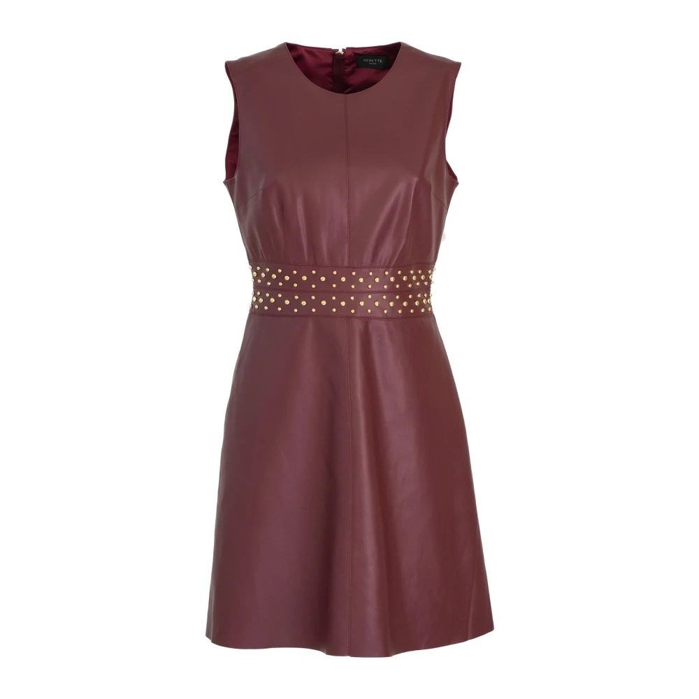 Nenette Bordeaux Faux Leather Studded Dress Red Dames