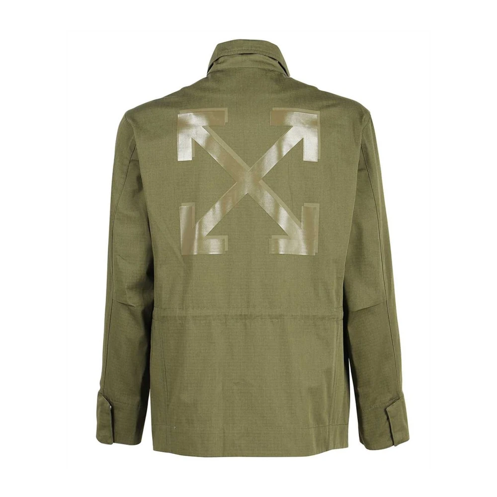 Off White Pijl Veld Katoenen Jas Mannen Green Heren