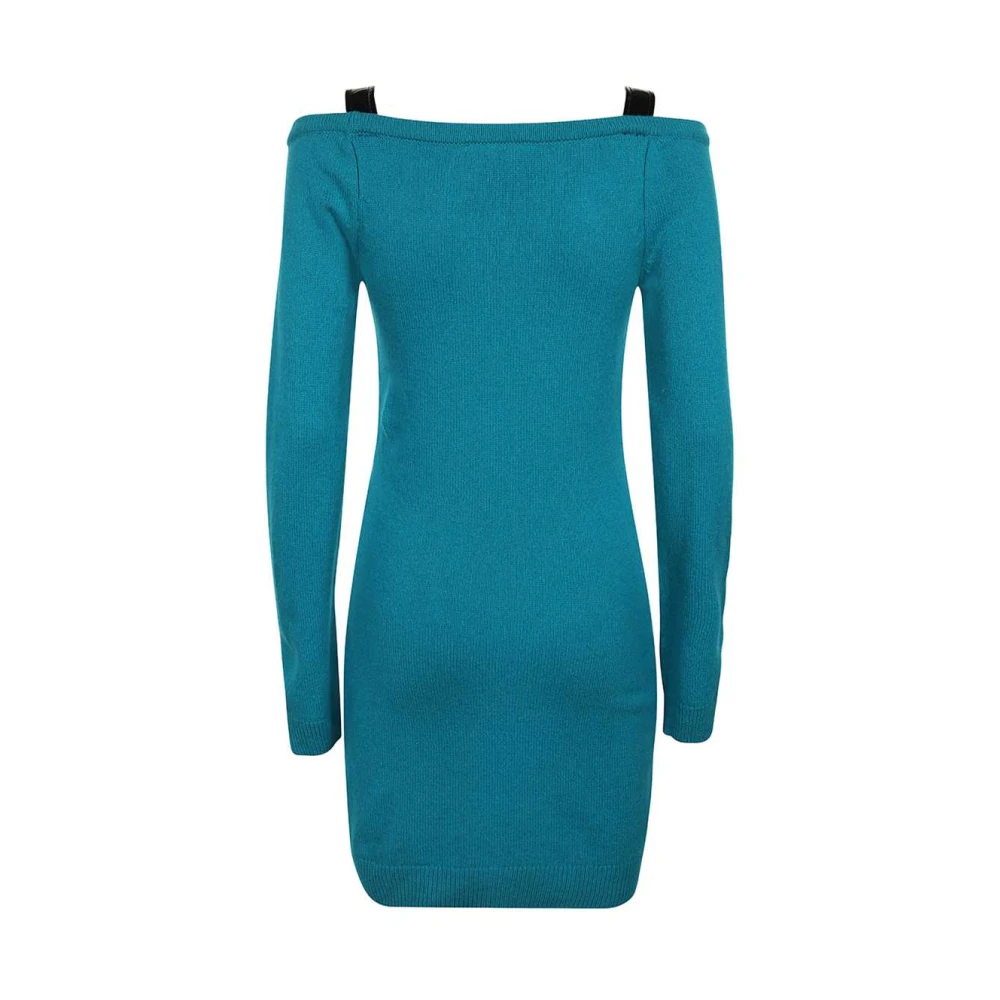 Moschino Geribbelde Wolmix Jurk Green Dames
