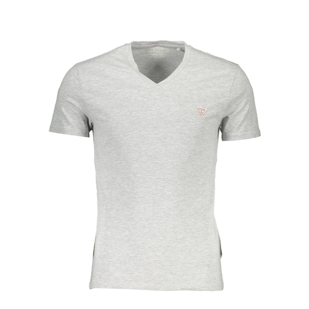 Guess Slim Fit V-Neck Tee med Logo Applique Gray, Herr