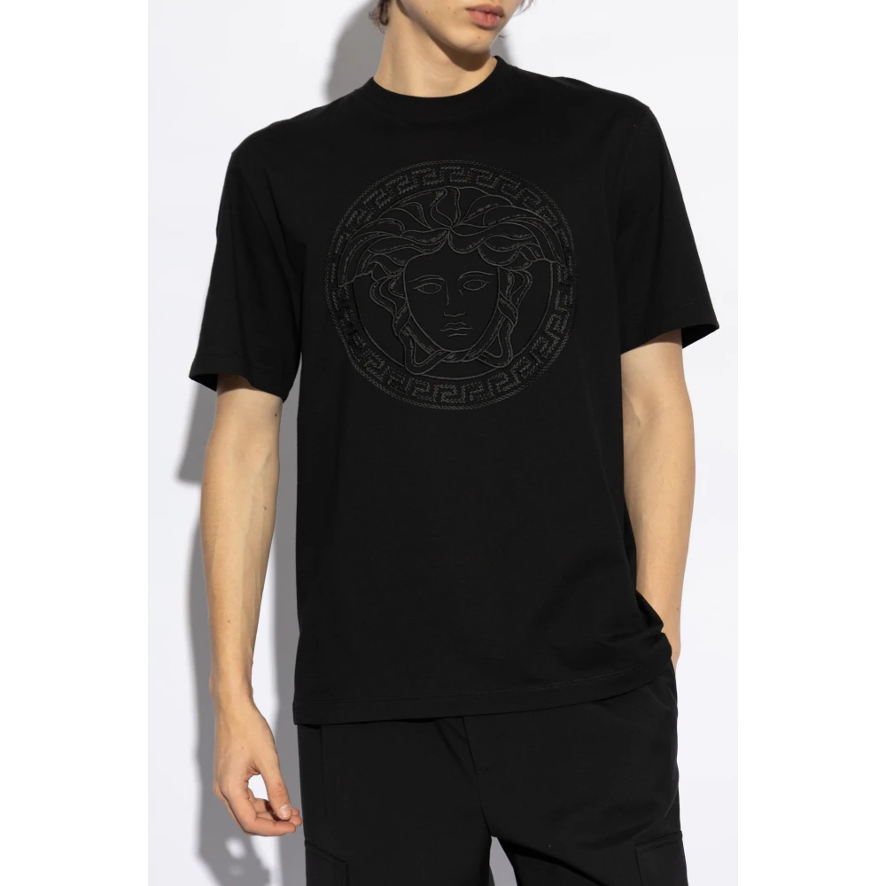 Versace T-shirt met Medusa-hoofd Black Heren