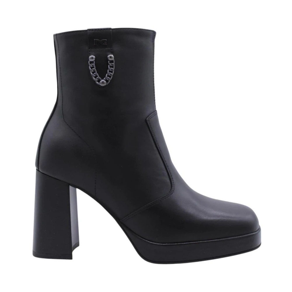 Nerogiardini Women's Black Heeled Boots, 6 Uk, Stylish Ankle Boots With Borovan