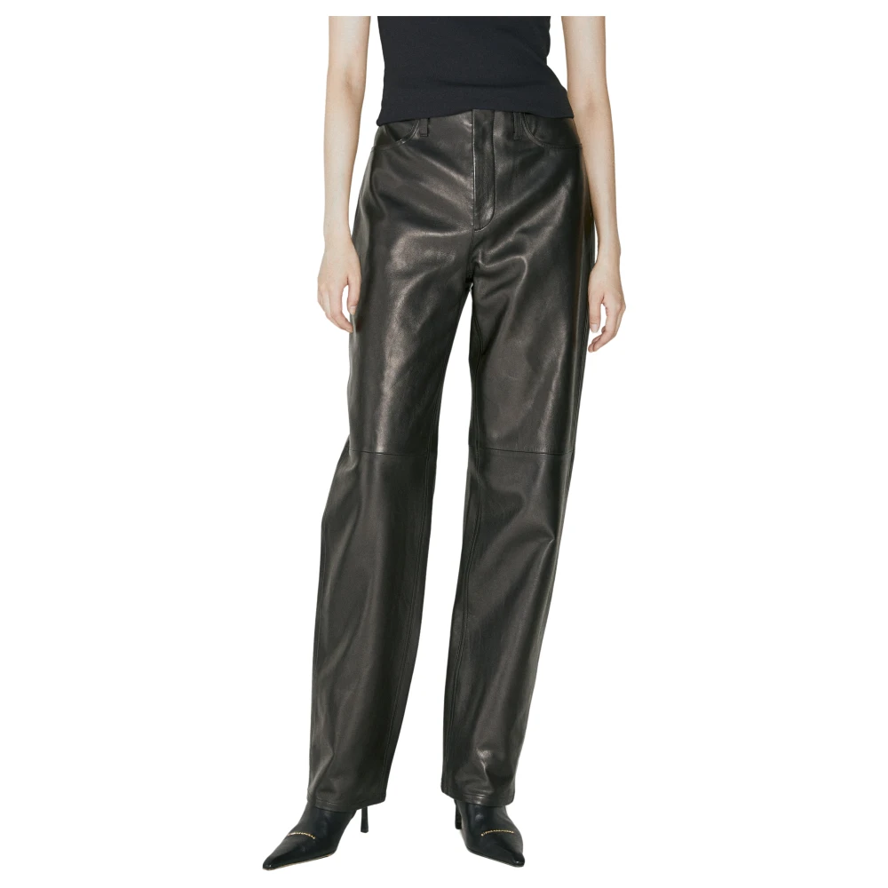 alexander wang Wijde Leren Broek Black Dames