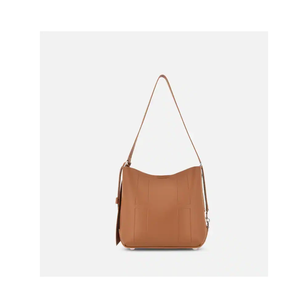 Hogan Stijlvolle Brandy Leren Hobo Tas Brown Dames