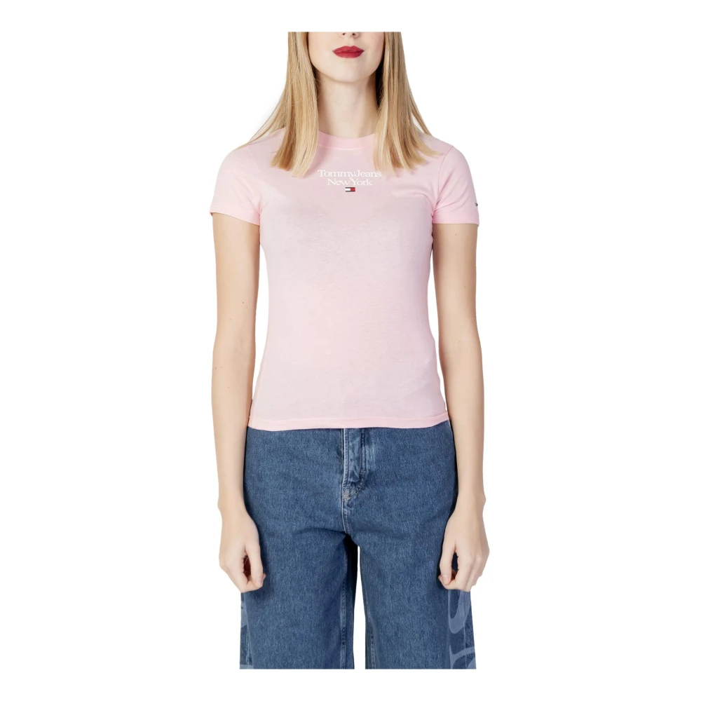 Tommy Jeans Rosa Tryck T-shirt för Kvinnor Pink, Dam