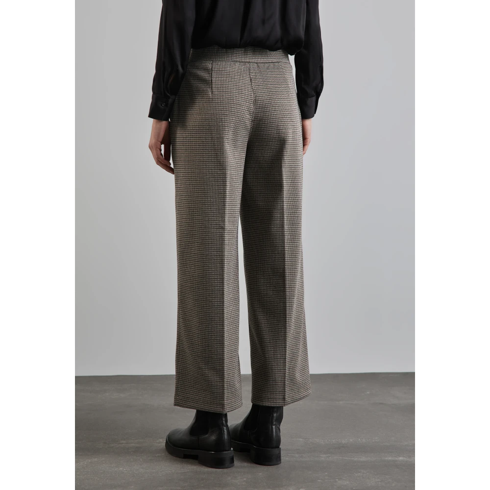 Street One Geruite Wide Leg Broek Brown Dames