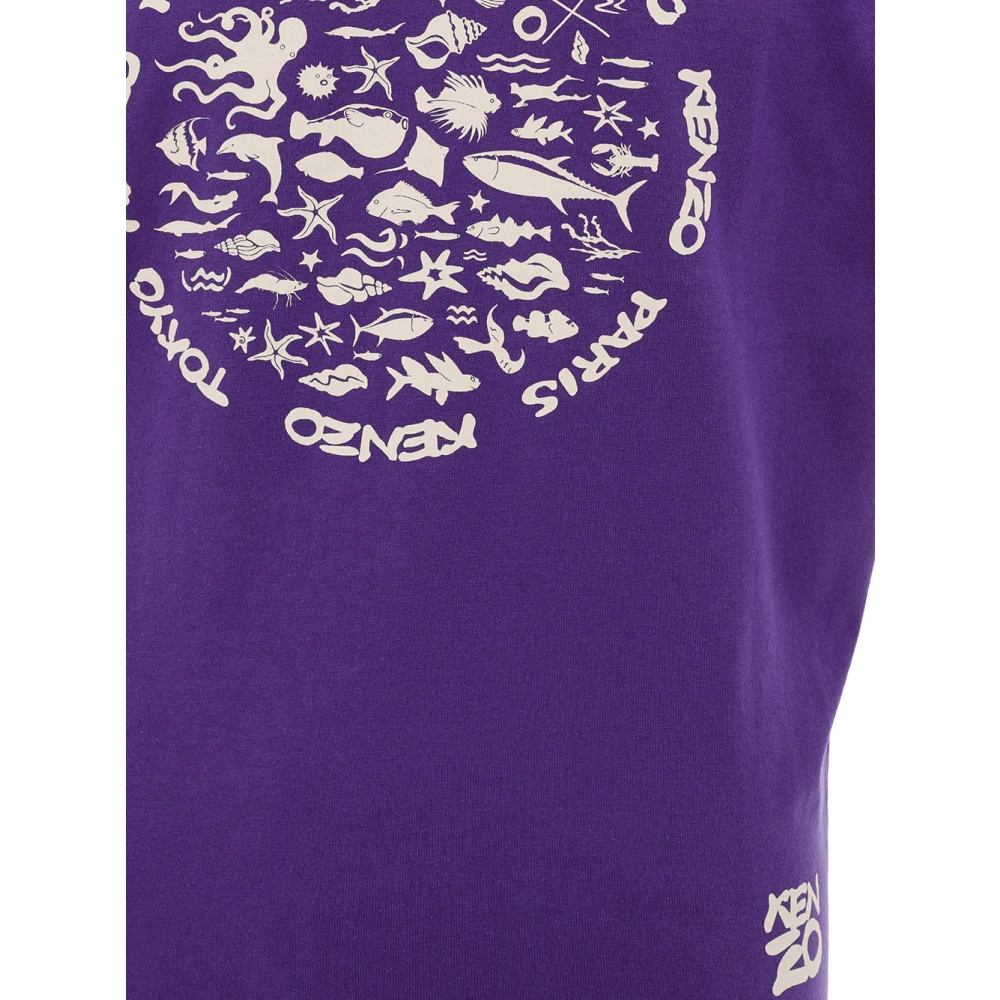 Kenzo Paarse Katoenen T-Shirt met Voorkantprint Purple Heren