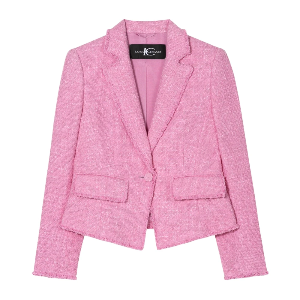 LUISA CERANO Vintage Tweed Blazer met Mal-Tinto Pink Dames