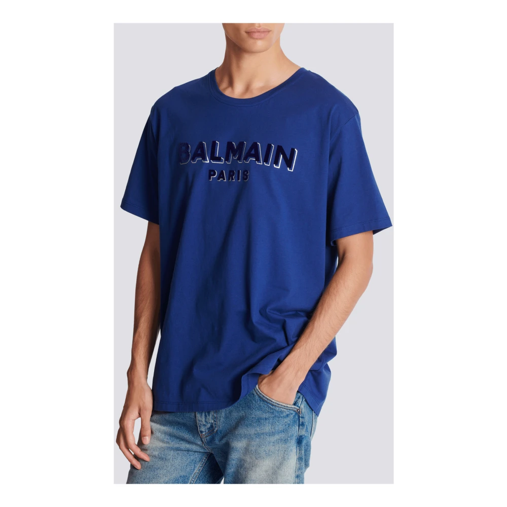 Balmain T-shirt Blue Heren