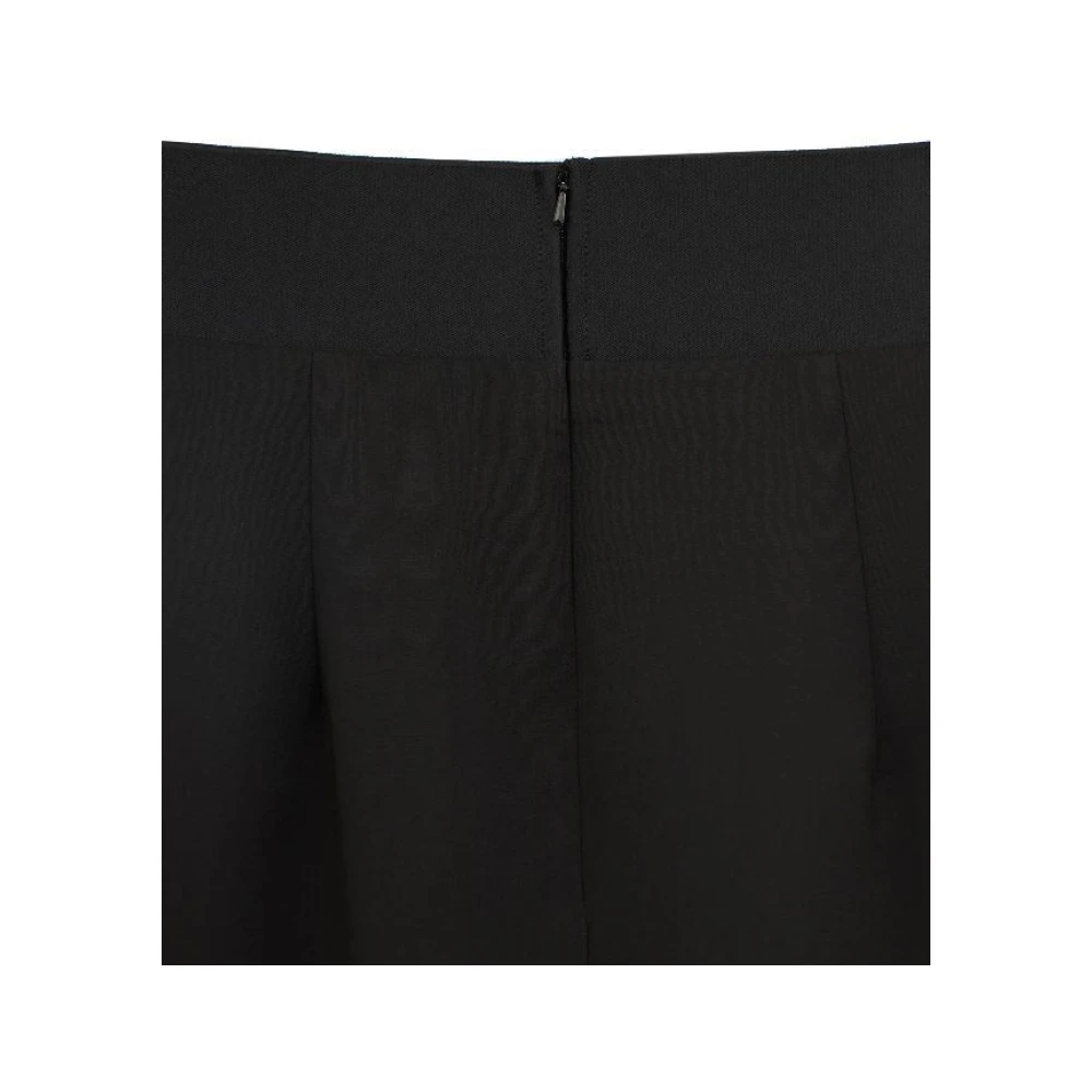 SPORTMAX Zwarte Wol Lange Rok Elastische Tailleband Black Dames