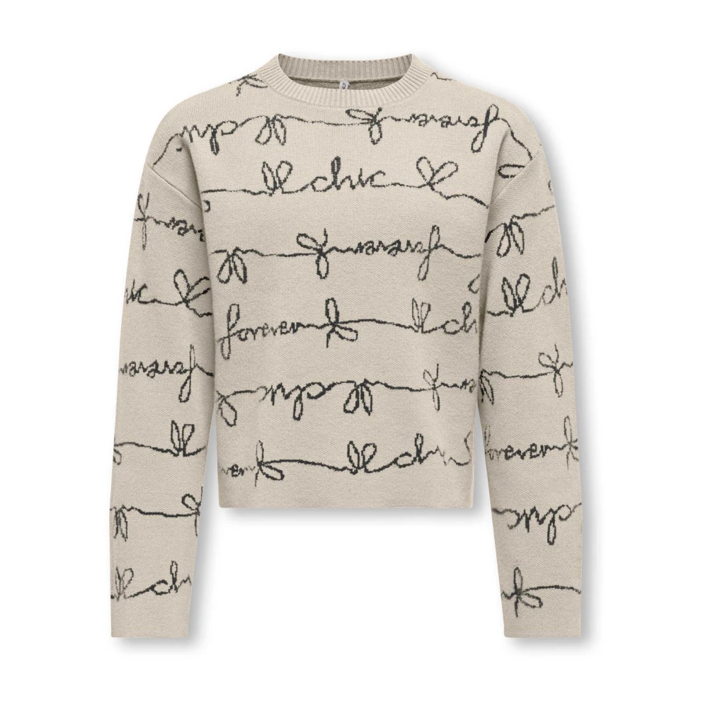 Only Kogevely Birch Black Gebreide Trui Beige Dames