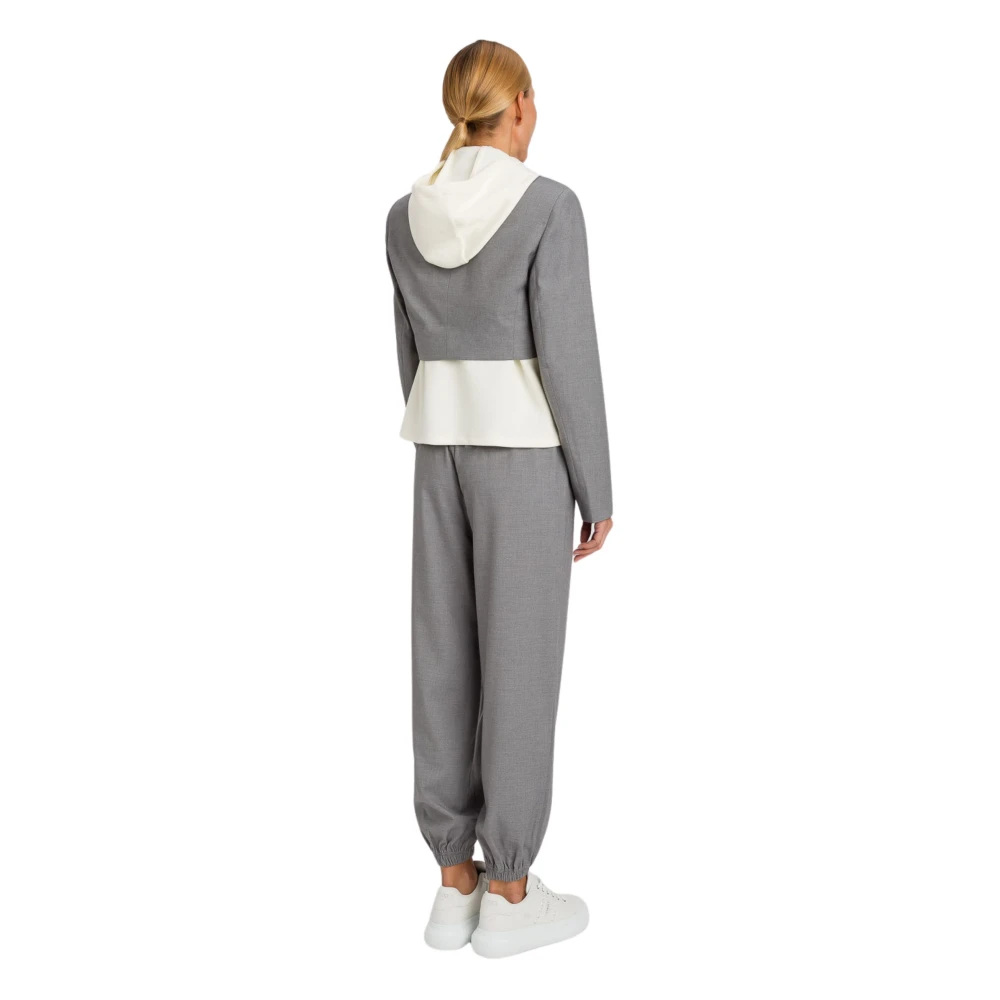 Twinset Grijze Hooded Double-Breasted Blazer Jas Gray Dames