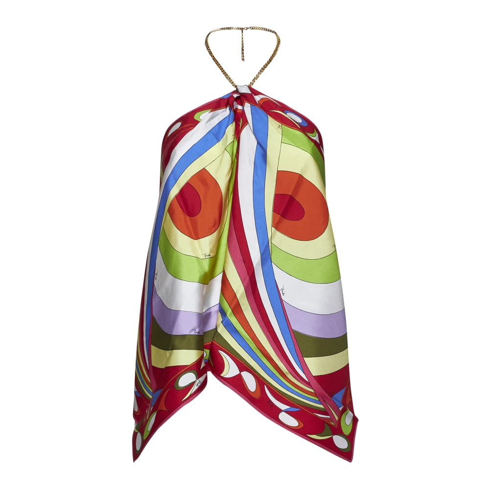 EMILIO PUCCI Abstract Print Zijden Sjaal Top Multicolor Dames