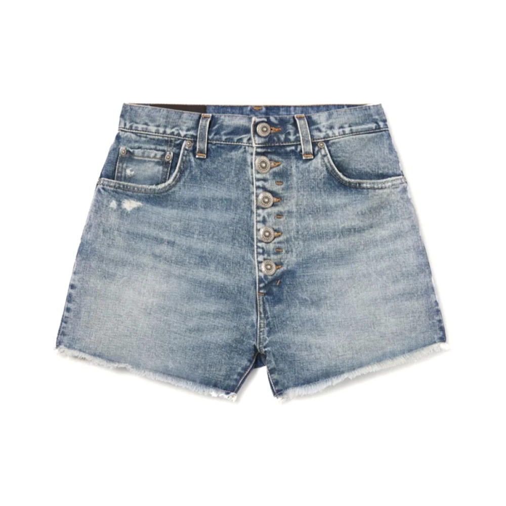 Dondup Stella Regular Fit Hoge Taille Denim Shorts Blue Dames