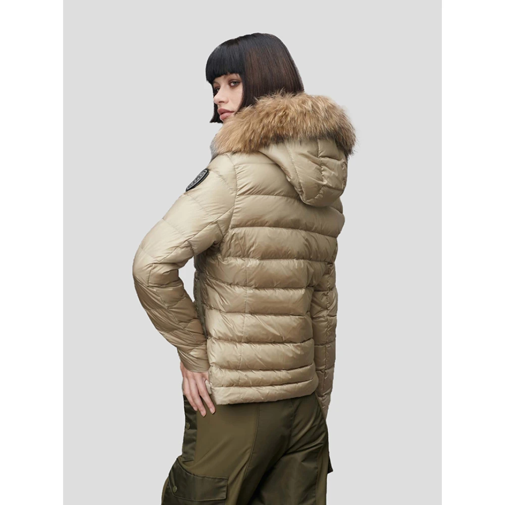 Blauer Beige Horizontaal Gestreepte Arcadia Jas Brown Dames
