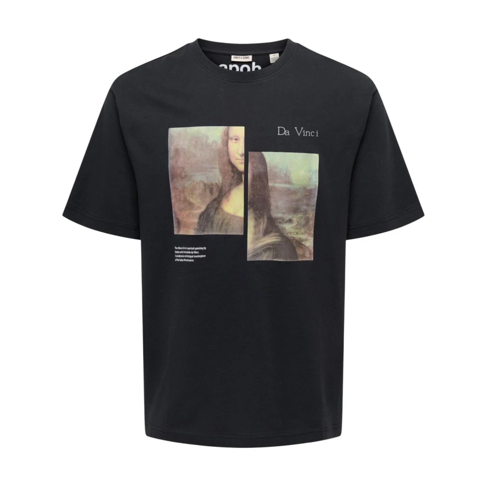 Only & Sons Men's Black Printed Short Sleeve Round Neck T-Shirt