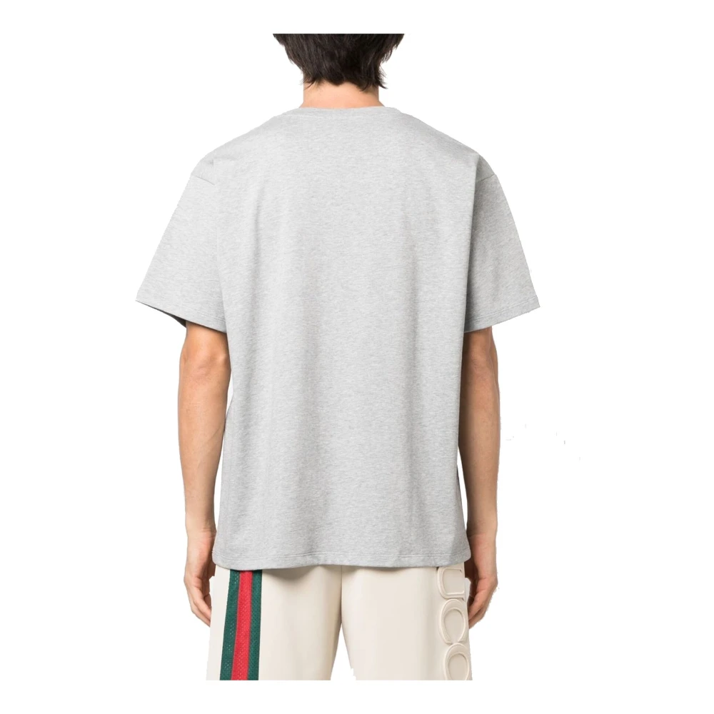 Gucci Grijze Katoenen T-shirt met Geborduurd Logo Gray Heren