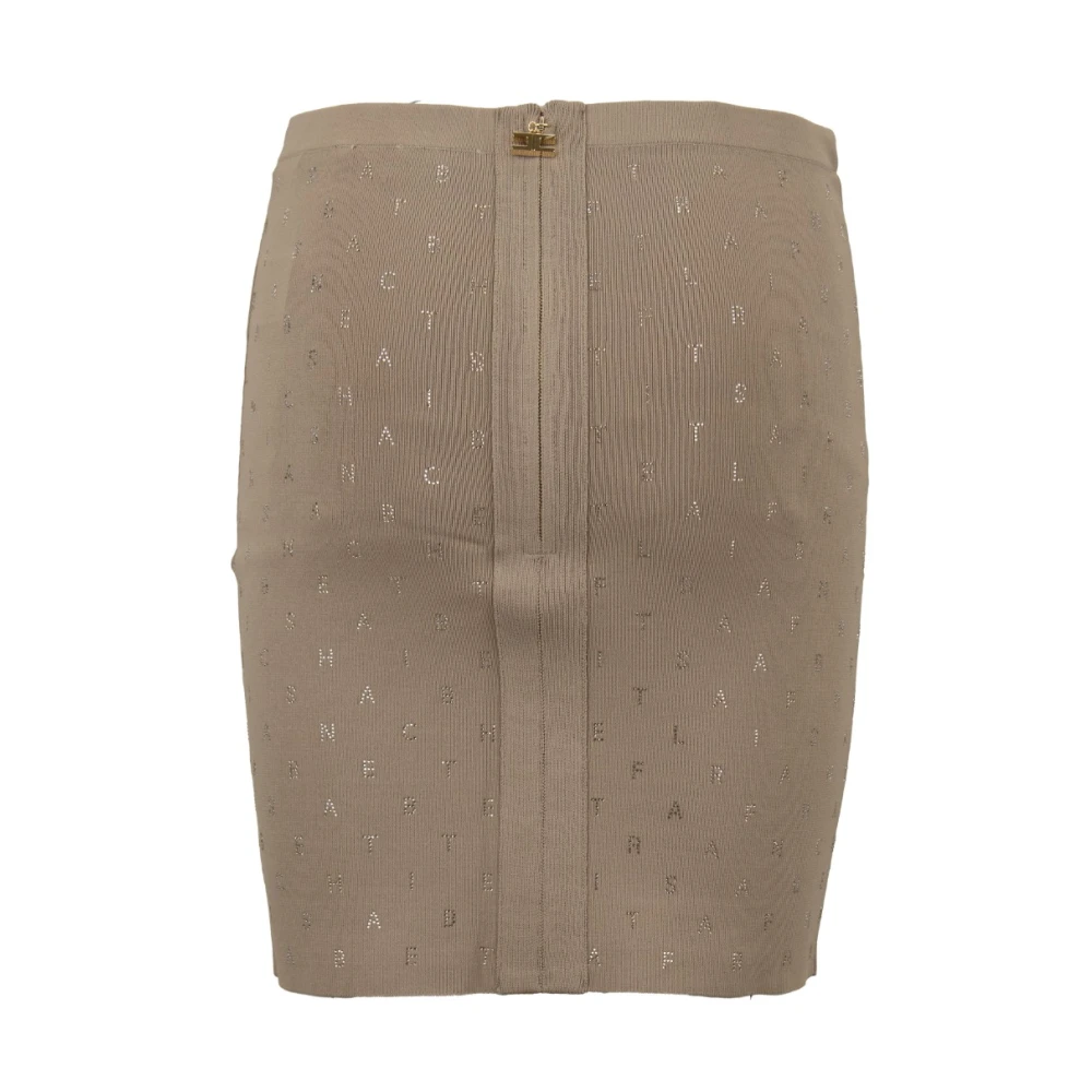 Elisabetta Franchi Korte rok met letterdetails Beige Dames