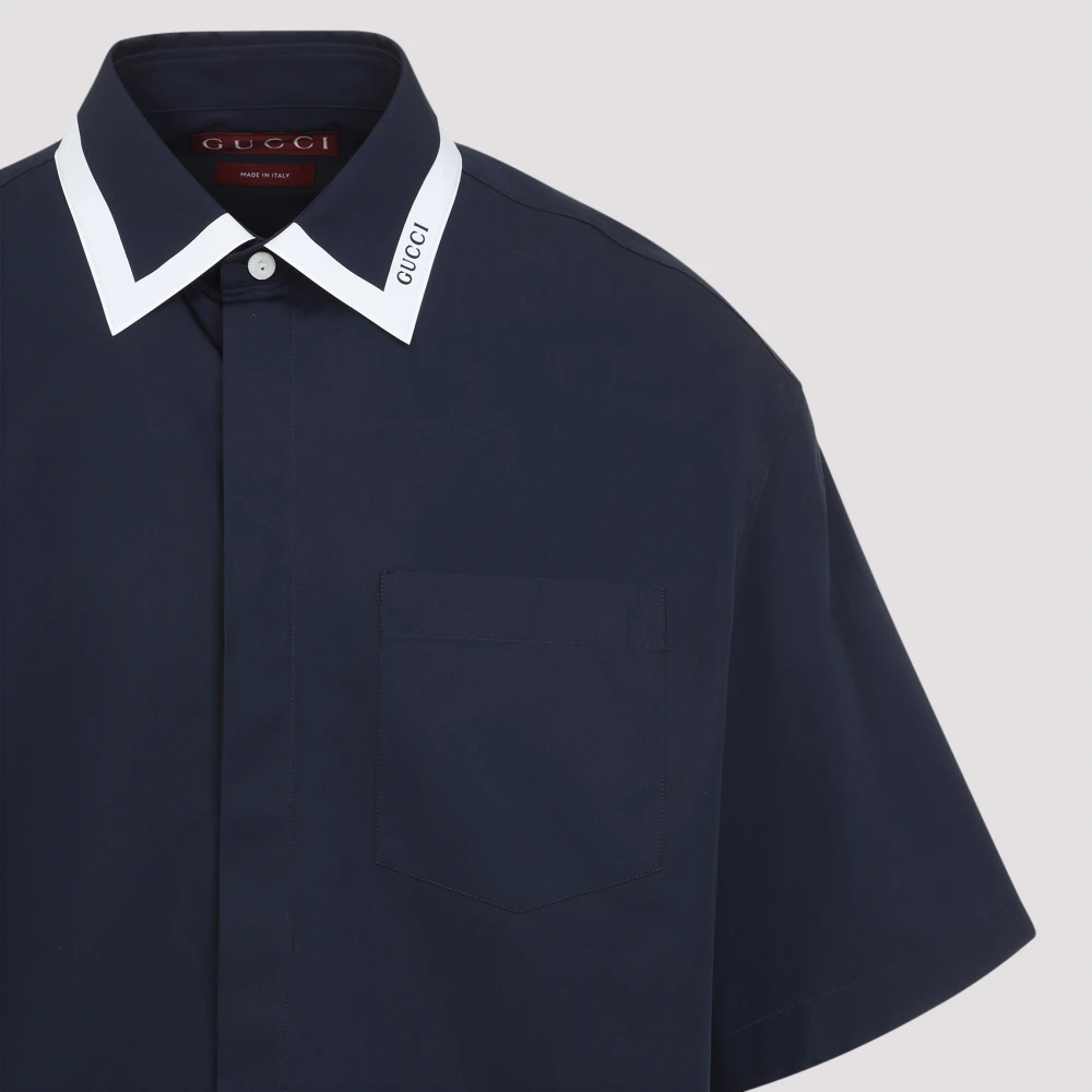 Gucci Blauw Overhemd voor Mannen Stijlvol Ss25 Blue Heren
