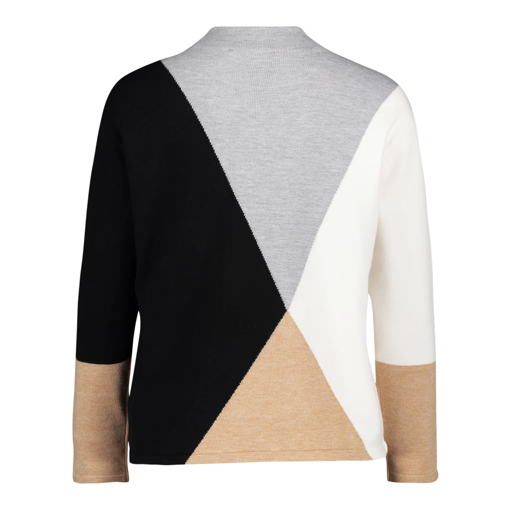 Betty Barclay Color Block Fijngebreide Trui met Opstaande Kraag Multicolor Dames