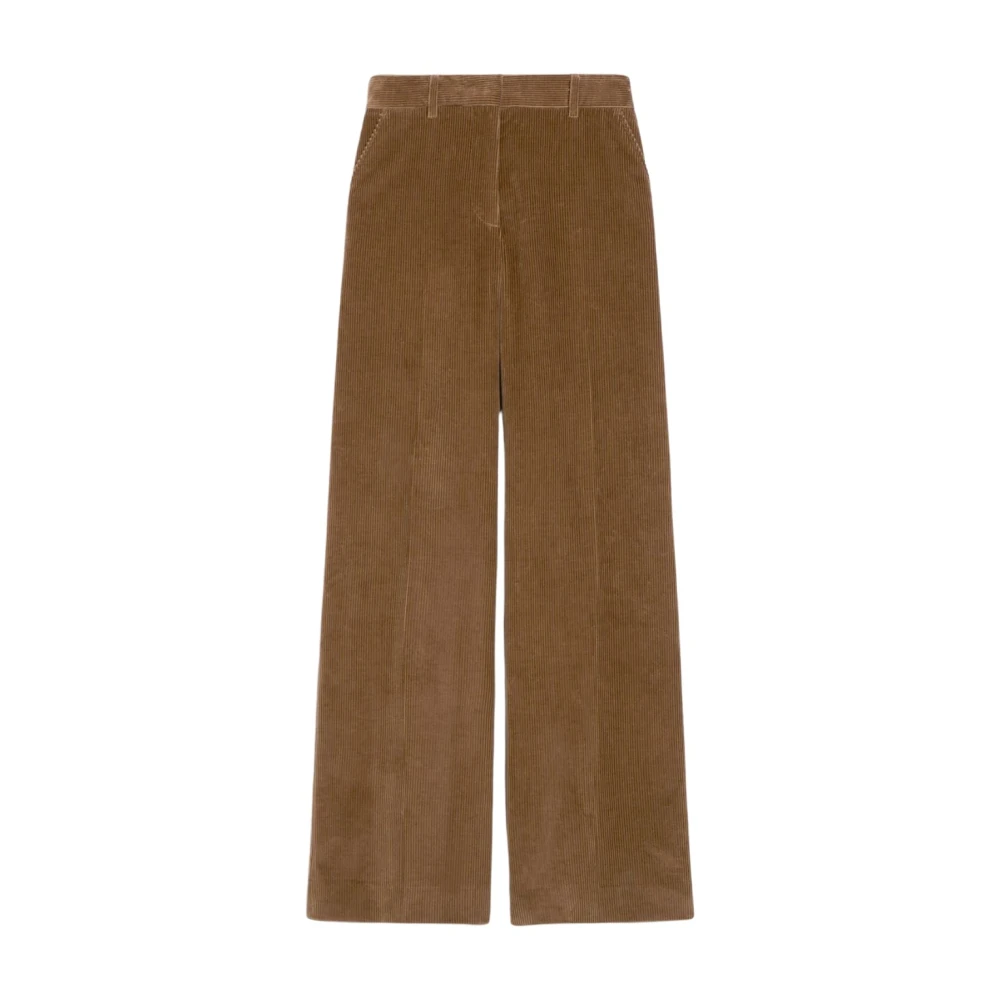 Max Mara Weekend Retro Chic Velvet Wide-Leg Broek Brown Dames