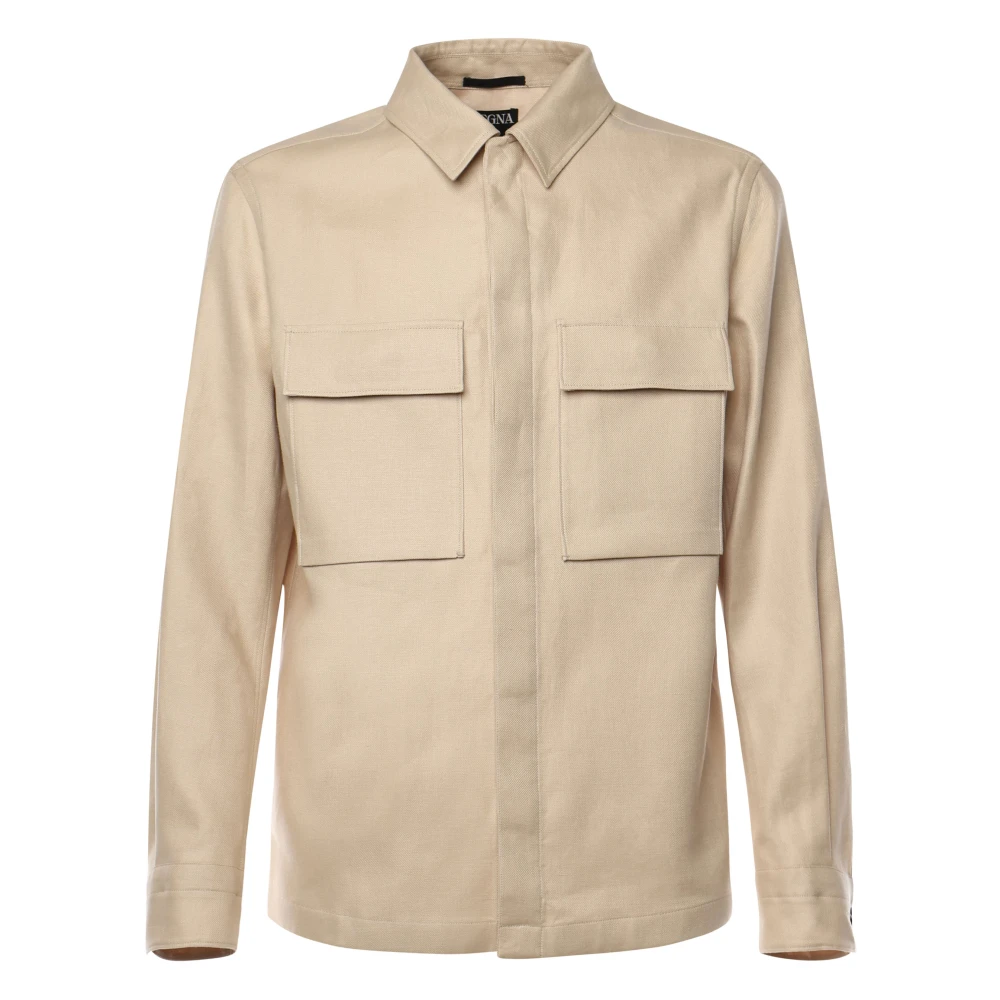 Ermenegildo Zegna Beige Linnen Jas met Zakken Beige Heren