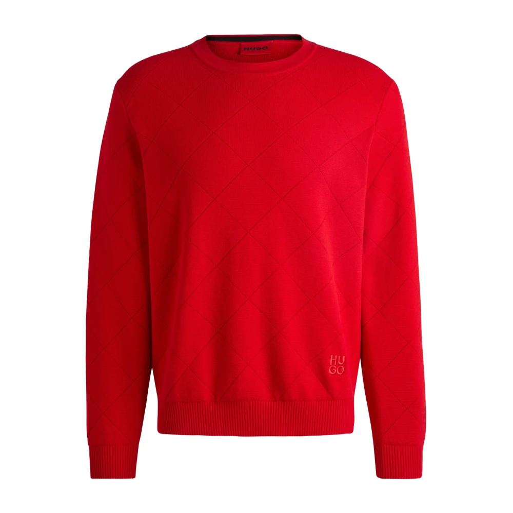 Hugo Boss Trui met Vierkant Patroon in Relaxed-fit Red Heren