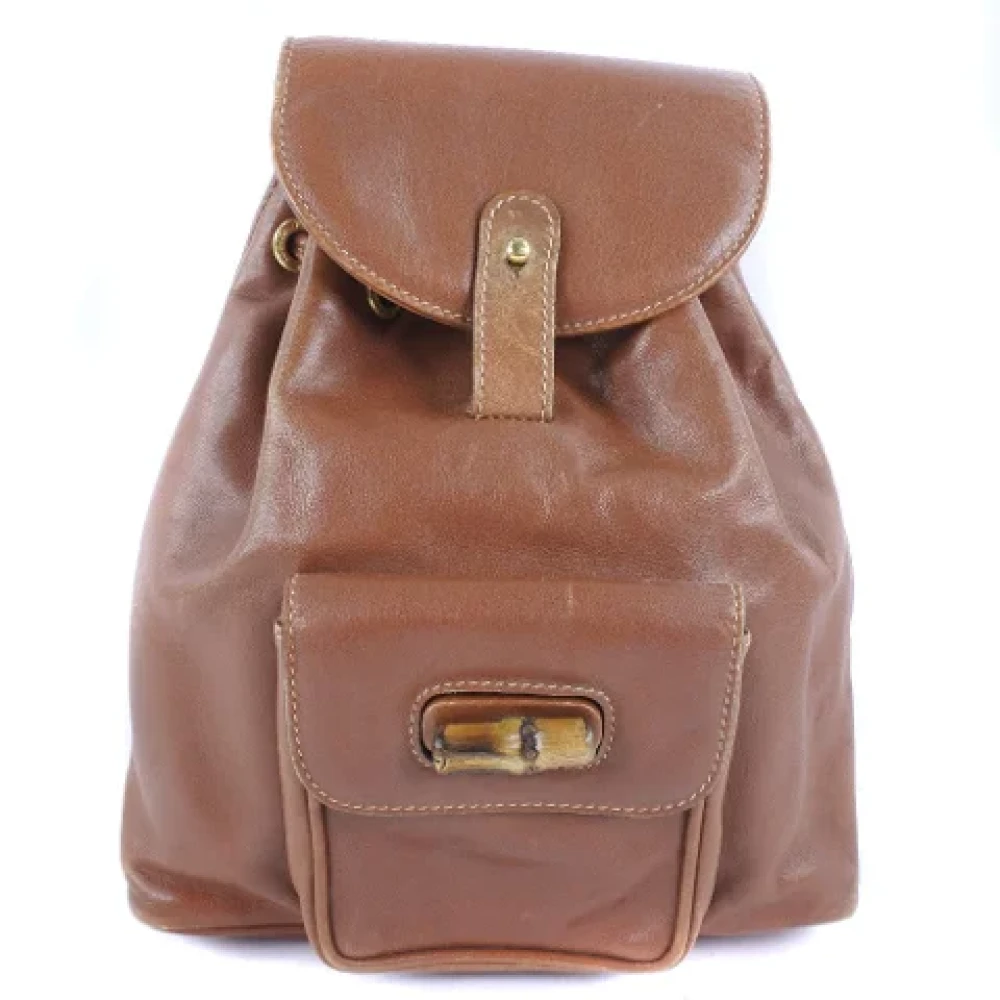 Gucci Vintage Pre-owned Leather backpacks Brown Dames