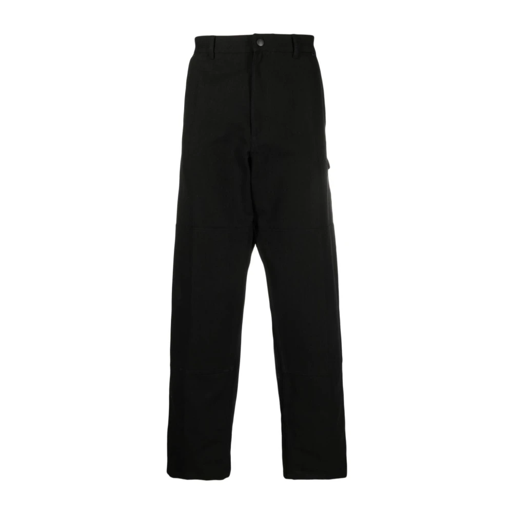 Moncler Men's Black Straight Trousers, S, Sporty Trousers With Embroidery
