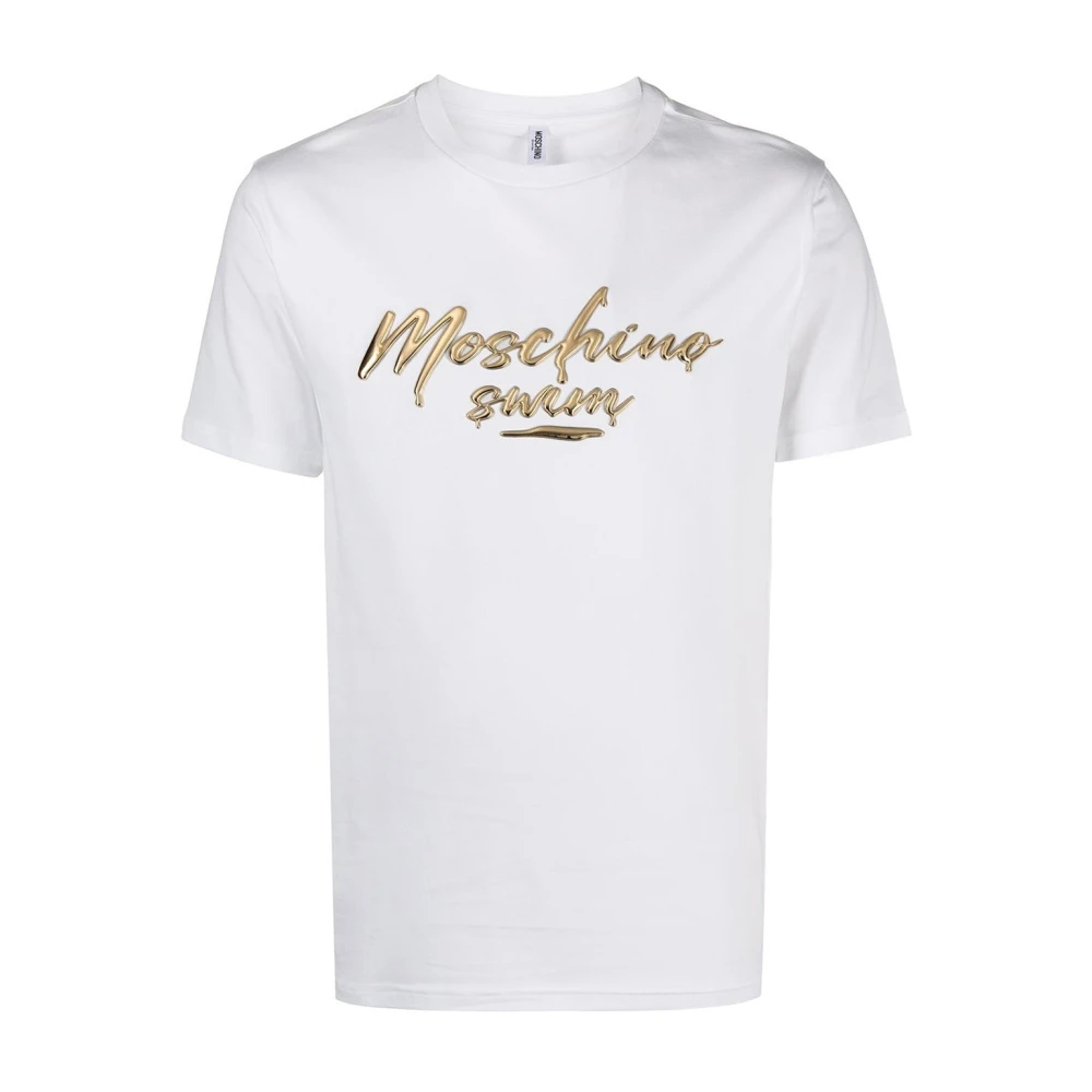 Moschino Wit Katoenen T-Shirt met Logo Relief White Dames