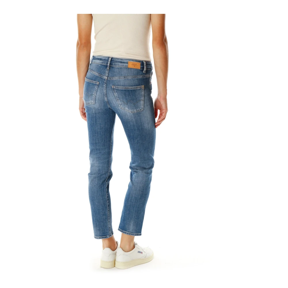 Le Temps Des Cerises Slim Fit Mid Waist Jeans met Moustache Effect Blue Heren